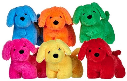 Peluche Perro de pie colores 6 surtidos 23cm