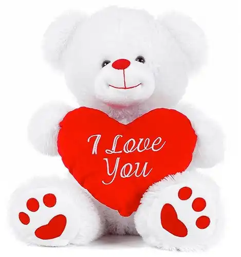 Peluche Ours Blanc avec Coeur 27cm