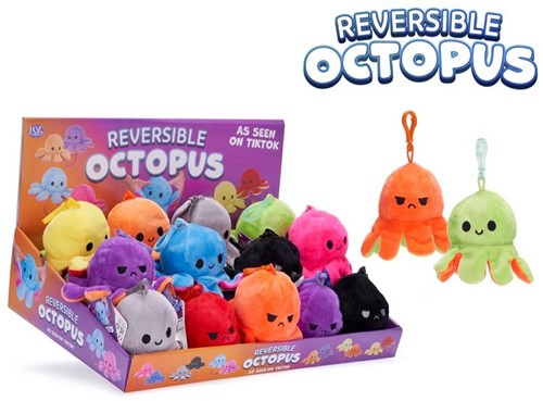 Reversible Octopus Bagclip 6 assorti in display 12cm High Quality