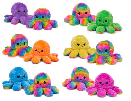 Reversible Octopus Rainbow 6 assorti 30cm High Quality
