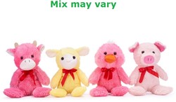Animaux de la ferme en peluche avec nœuds, lot de assortis, 32 cm