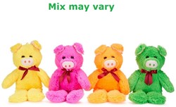 Plush Pig with bow 4 assorted 32cm