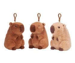 Plush Capybara Bagclip 3 assorted 12cm in display