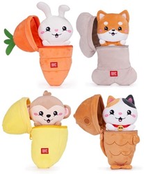 Kawaii Kuties Pluche Zip Combies 4 assorti 24cm