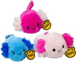 Pluche liggende Axolotl 3 assorti 22cm
