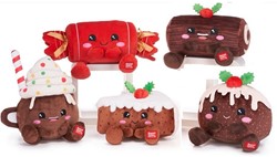 Kawaii Kuties Pluche Cakes / Cracker / Drinks Kerst 5 assorti 24cm
