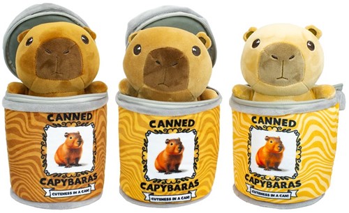Plush Capybara 16.5cm in Plush Can 13x18cm 3 assorted-2