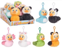 Quack Pack Ducks Pluche + Bagclip 6 assorti 13cm