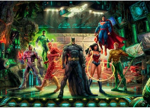 Schmidt DC Comics Batman Thomas Kinkade Puzzle  1000pcs The Justice League 27x37cm-2