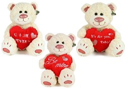 Plush Bear White With Heart 3 assorted 38cm