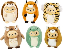 Kawaii Pluche in dieren kostuum 6 assorti 24cm
