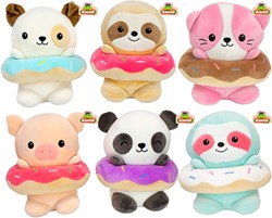 Kawaii Pluche Donut 6 assorti 19cm