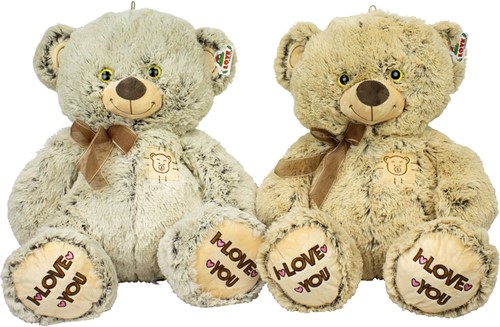 Ours en peluche I Love You avec noeud 2 assortis 55cm