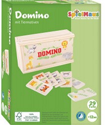 Spielmaus houten Domino Spel 29 delig 12,5x16,5cm