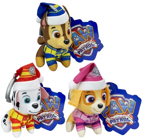 Paw Patrol Plusch Winter Holiday Pups 10cm + Bagclip sortiert im display (28)-2