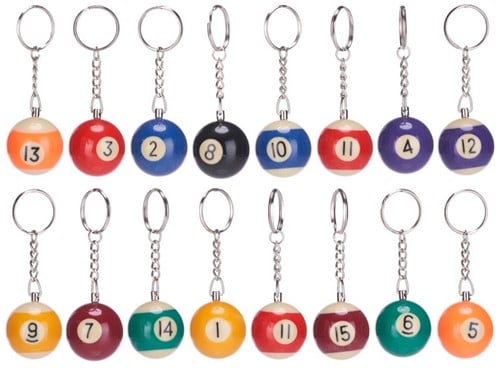 Sleutelhanger Pool Ball 3,2cm 16 assorti in display