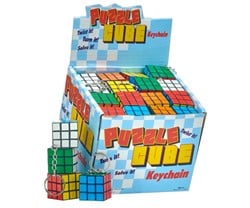 Porte-clés Puzzle Cube 3cm assortis in display