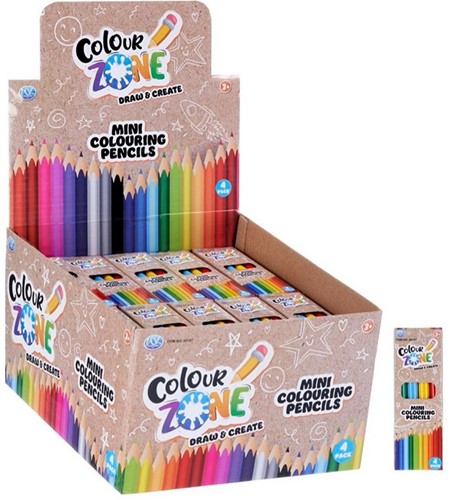 Mini-Kleurpotloden Colour Zone 4-pack 3x9cm in display (120)