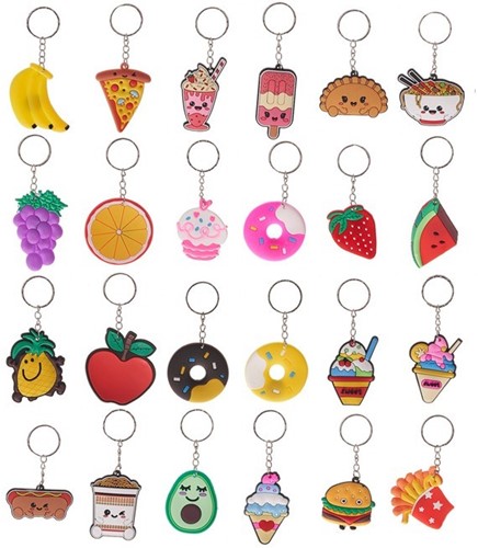 Food Sleutelhanger Laser 24 assorti 4,5cm