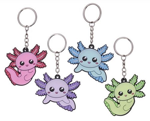 Kawaii Kuties Porte-clés 2D Axoloti 4 assortis (2 faces) 6x6cm