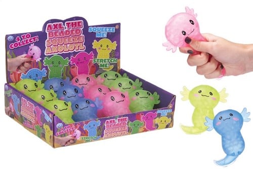 Axolotl Squeeze Beads 10cm 4 assorti in display
