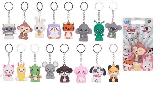 Kawaii Kuties Porte-clés 3D 16 assortis 6cm
