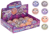 Googly Eyed Spiky Ball 66mm 6 assorti in display (12)