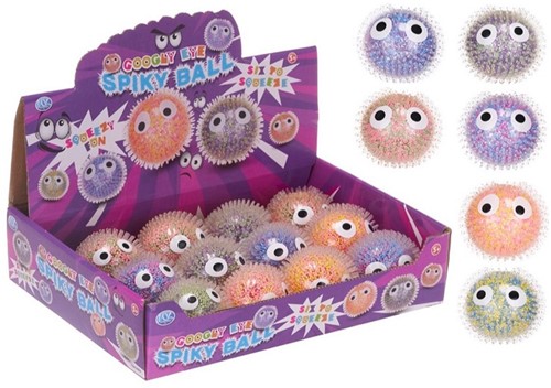 Googly Eyed Spiky Ball 66mm 6 assorti in display (12)