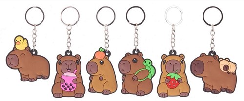 Capybara 2D PVC Porte-clés 5,5cm 6 assortis 7x12,5cm-2