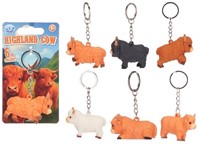 Highland Cow 3D Porte-clés 5,5cm 6 assortis 7x12cm