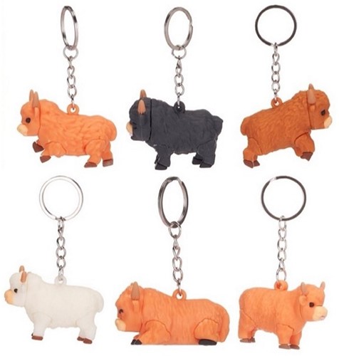 Highland Cow 3D Porte-clés 5,5cm 6 assortis 7x12cm-3