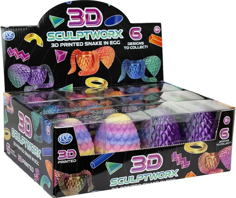 Serpent 3D Surprise Dans Un œuf – 27 Cm De Serpent, œuf De 10 Cm – Bleu, Vert-violet – Effet D’éclosion – Cadeau Enfant