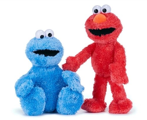 Sesame Street Peluche Cookie Monster + Elmo assortis 38cm