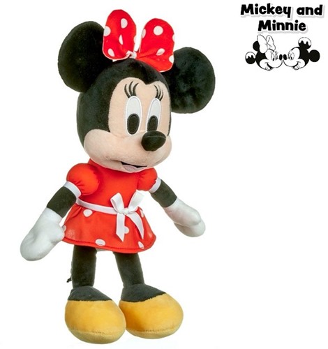 Disney Pluche Minnie Mouse in rode jurk 30cm