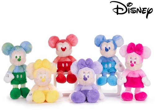 Disney Peluche Mickey & Minnie Mouse Rainbow Gift 6 assortis 30cm
