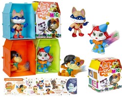 44Cats Figurine de 6cm + queue duveteuse dans la maison 7x8,5cm assortie