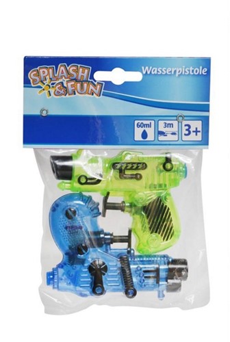 Splash & Fun Waterpistool  2-oack 60ml. assorti 13x17cm