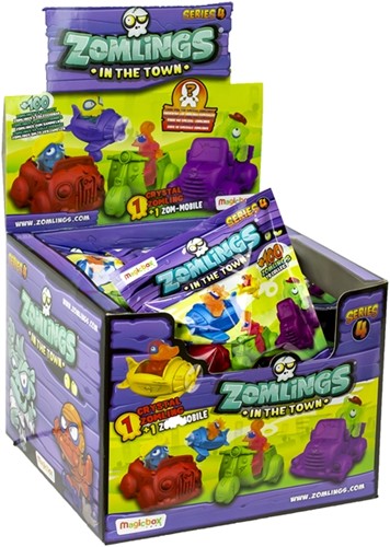 Blind bag Zomlings in the Town (1 Zomling + 1 Zom-Mobile) Series 4 in display 11x12cm-2