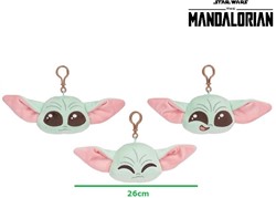 Disney Mandalorian Pluche Bagclip Head 3 assorti 8x26cm