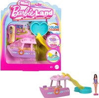 Mini Barbie Land Spielset Puppe mit Boot Farbwechsel 14x15cm im Display