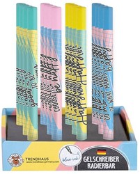 Trendhaus Everything for school - gel pen with eraser 15cm assorted in display (16)