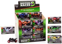 Super Bike motor set 1:24 in display, 6 assorted 9x5x6,2cm