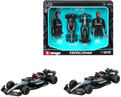 Bburago F1 Mercedes AMG W15 2024 1:43 Hamilton & Russell 2-Pack Giftset 22x28cm