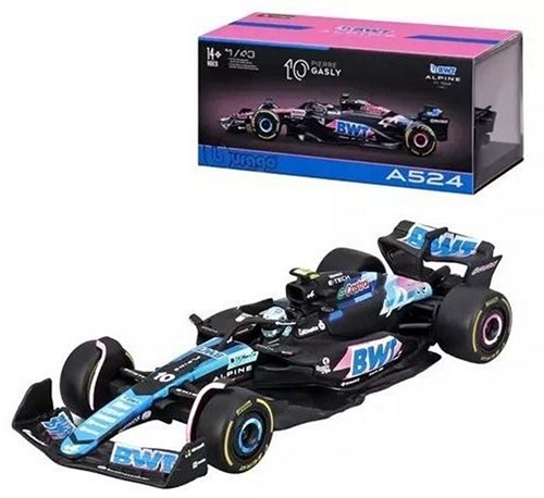 Bburago F1 BWT Alpine F1 A524 2024 1:43 + Helmet Gasly 6,5x14,5cm