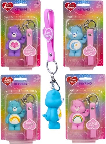 Troetelberen 3D Sleutelhanger 8cm in blisterpack 10x17,5cm 4 assorti