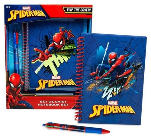 Marvel Spider-Man Notitieboek Set + 4 Kleurenpen 22,5x28cm