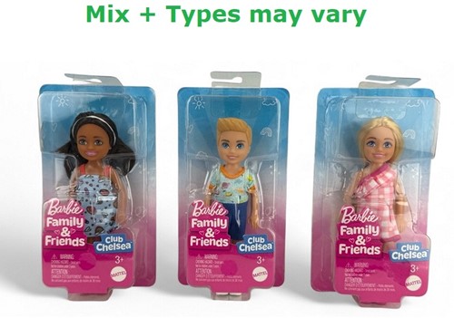 Barbie Family & Friends Club Chelsea Doll 15cm 3 assorted 9x16cm