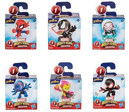 Marvel Spiderman Mighty-Verse Collection verzamelfiguur in blindbox 7,5x7,5cm in display (12)