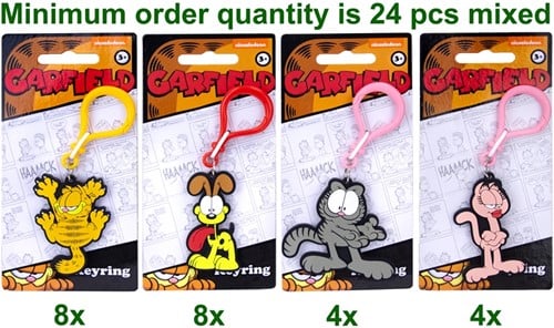 Garfield Sleutelhanger 2D PVC 4 assorti 7x15,5cm