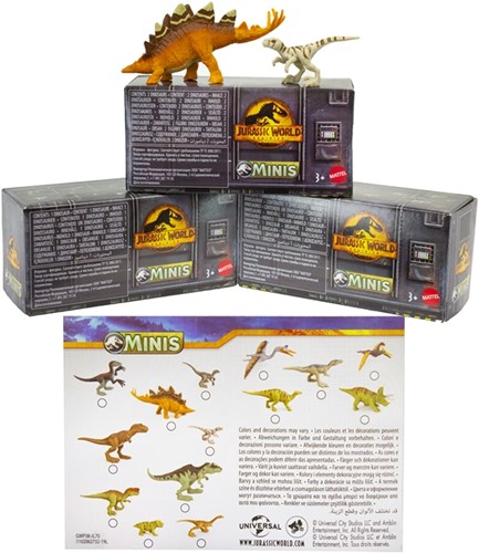 Caja ciega Jurassic World Minis Figura con 1 especial o set de 2 dinosaurios 6x12cm surtidos